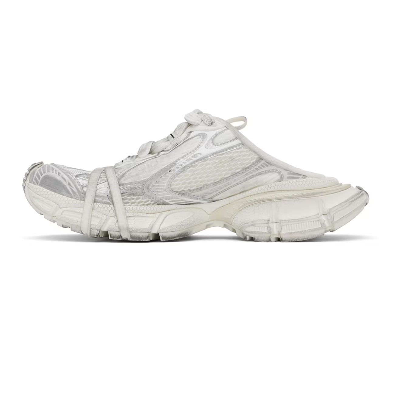 Balenciaga 3xl Mule Monocolor Mesh Rub Black White Eggshell Grey Red Bal Worn Out (10) - www.newkick.vip